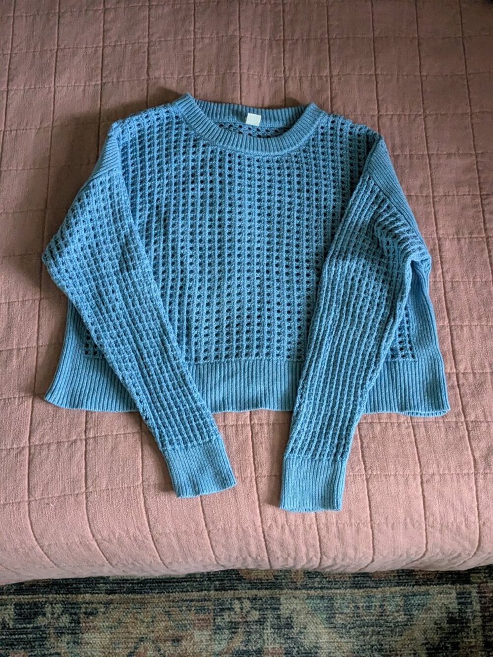 Old Navy Sky High Blue Open-Stitch Sweater
